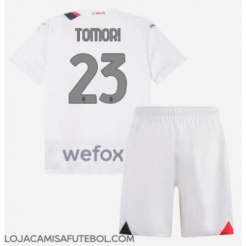 Camisa de Futebol AC Milan Fikayo Tomori #23 Equipamento Secundário Infantil 2023-24 Manga Curta (+ Calças curtas)